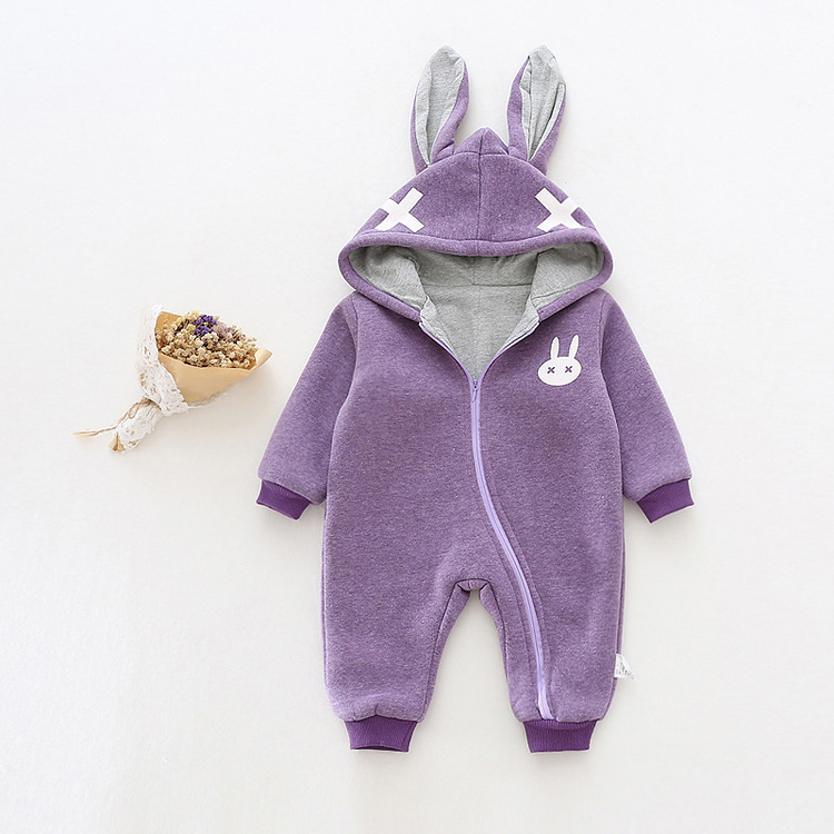 2016冬季童裝 時尚寶寶連身衣 韓版兔耳朵兒童爬爬服 卡通款外衣工廠,批發,進口,代購