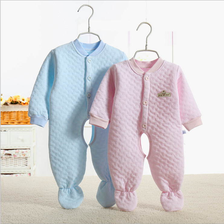 新生兒衣服純棉哈衣嬰幼爬服嬰兒連身衣春秋加厚保暖睡衣包腳0-3-工廠,批發,進口,代購