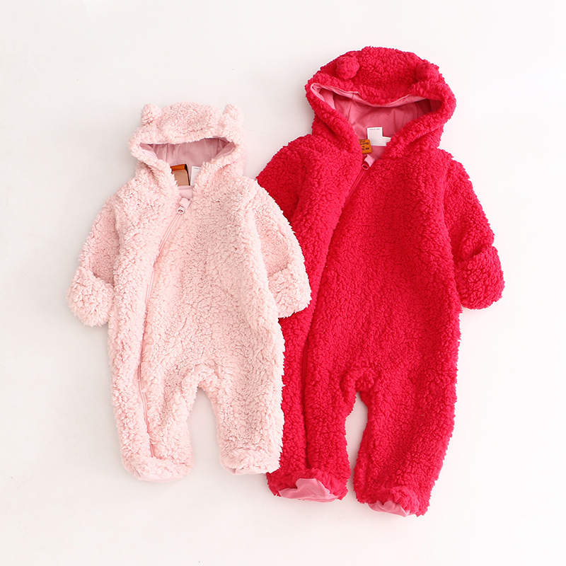 18.5元/件 外貿原單嬰兒加厚羊羔絨棉爬服連身衣2016新款純棉掛裡工廠,批發,進口,代購