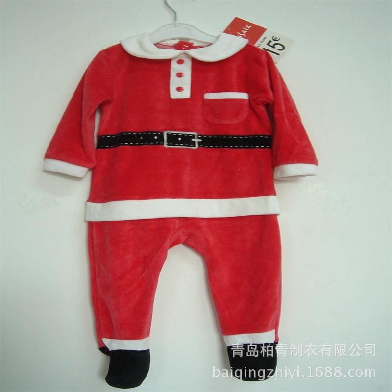 供應外貿服裝歐美原單童裝嬰幼兒爬服天鵝絨聖誕老人造型衣工廠,批發,進口,代購