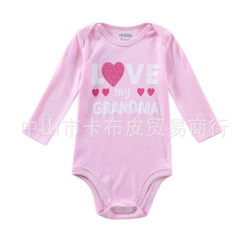 新款 粉色女寶寶LOVE GRANDMA款/3-18個月嬰兒服裝/一件代發外貿工廠,批發,進口,代購