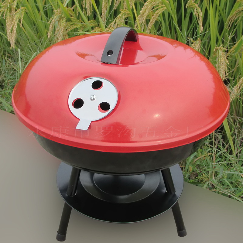 14寸小號蘋果燒烤爐戶外木炭燒烤架帶蓋子傢用烤箱BBQ批發・進口・工廠・代買・代購