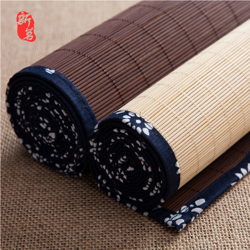 竹茶席 茶墊  餐墊 竹餐墊 青花佈復佈茶席 包邊茶墊 廠傢直銷批發・進口・工廠・代買・代購