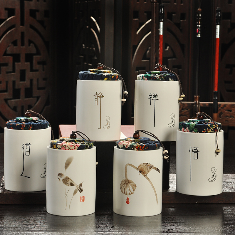 茶葉罐陶瓷定窯小號密封存儲茶葉包裝罐亞光香粉罐子logo定製現貨工廠,批發,進口,代購