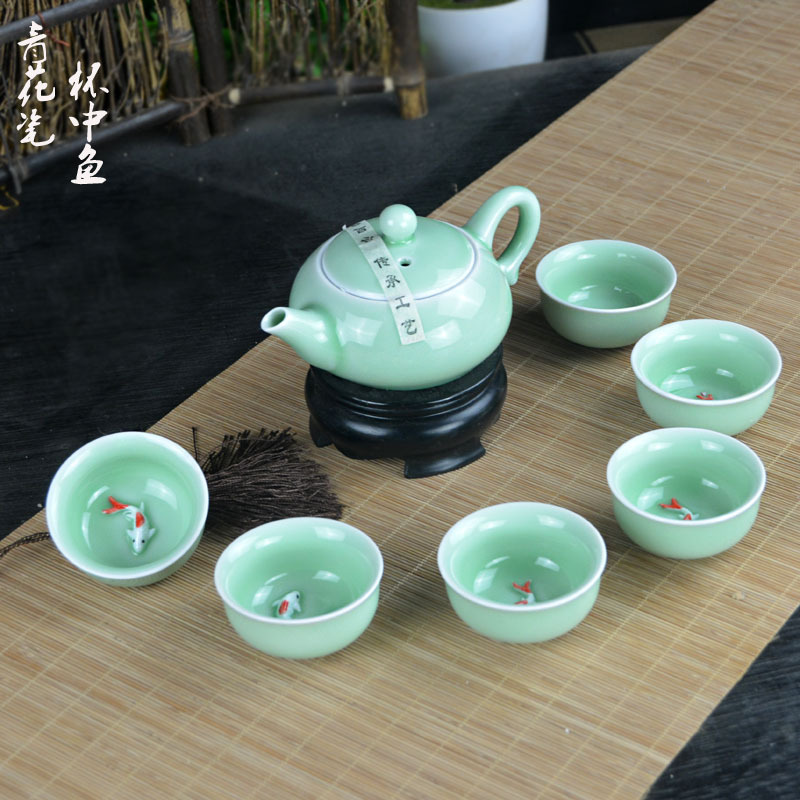 7頭龍泉青瓷 禮品茶具套裝陶瓷功夫茶具整套 廠傢直銷特價批發批發・進口・工廠・代買・代購