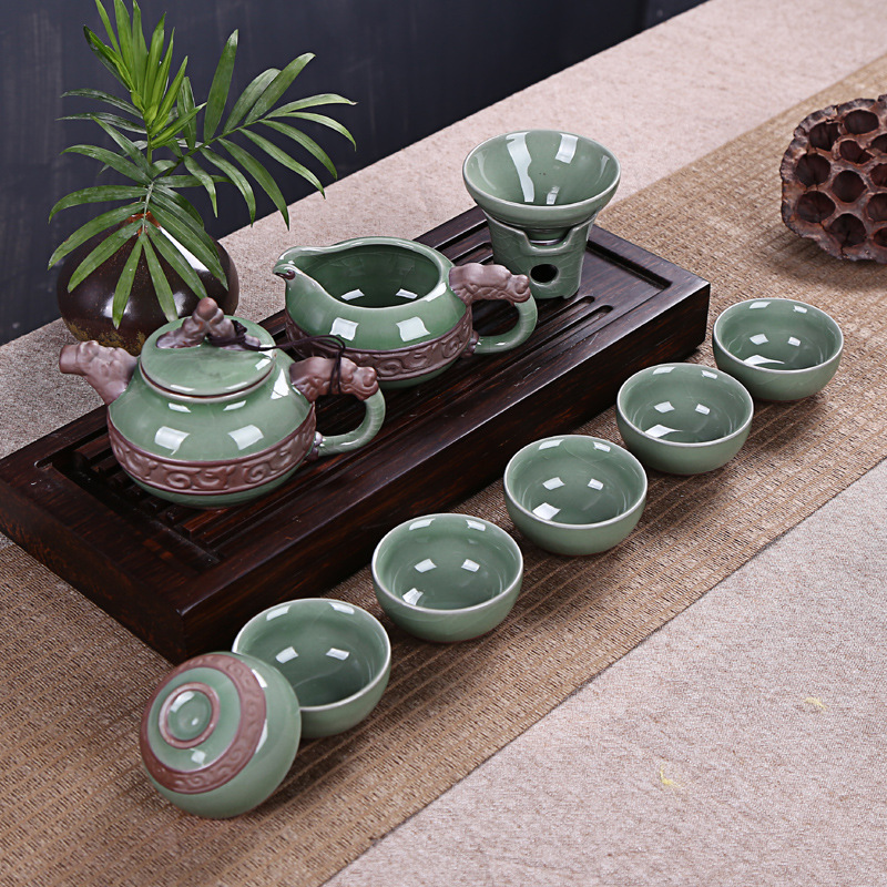 廠傢直銷功夫茶具套裝 哥窯冰裂陶瓷 復古蓮藕陶瓷 創意陶瓷茶具批發・進口・工廠・代買・代購