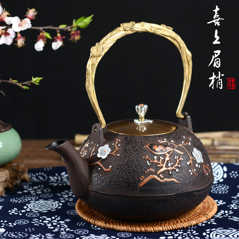 廠傢批發慧德堂喜上梅梢鐵壺鑄鐵日本養生老鐵壺茶壺鐵壺禮品套裝工廠,批發,進口,代購