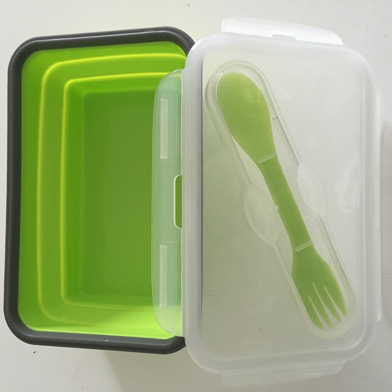 矽膠保鮮盒 飯盒 可折疊午餐盒矽膠密封單格長方便當盒批發・進口・工廠・代買・代購