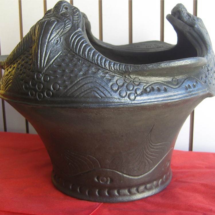 香格裡拉尼西黑陶 格茸作純手工土陶火盆 室內烤火 藏族手工藝品批發・進口・工廠・代買・代購