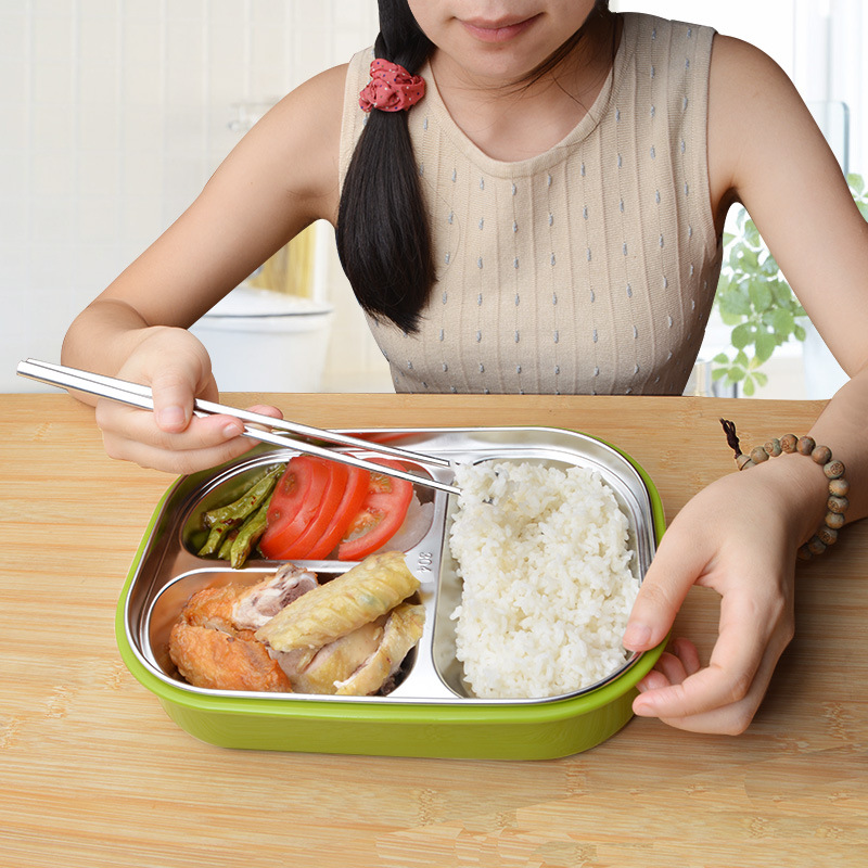 304兒童不銹鋼飯盒卡通學生食堂分格保溫帶蓋防燙餐盒註水加溫批發・進口・工廠・代買・代購