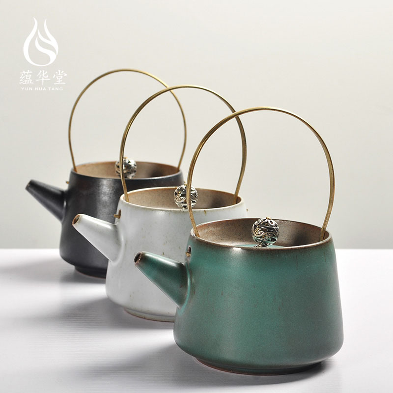 禪風復古粗陶提梁壺 日式陶瓷創意窯變手工單壺泡茶壺批發・進口・工廠・代買・代購