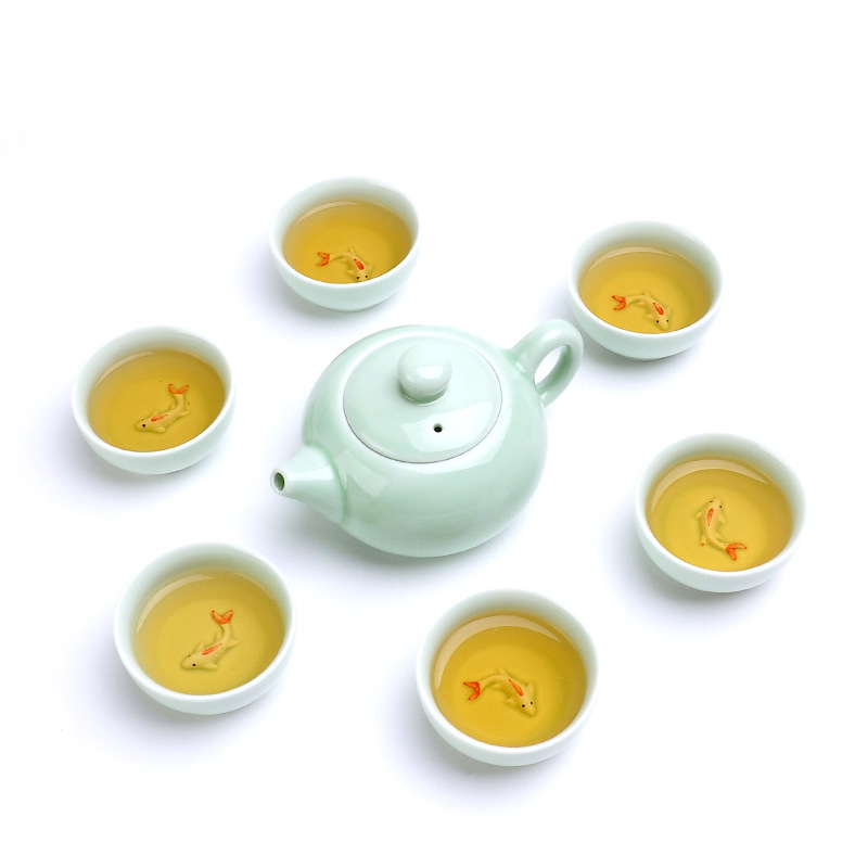 廠傢直銷龍泉青瓷鯉魚茶具陶瓷功夫茶具套裝禮盒公司禮品定製logo批發・進口・工廠・代買・代購