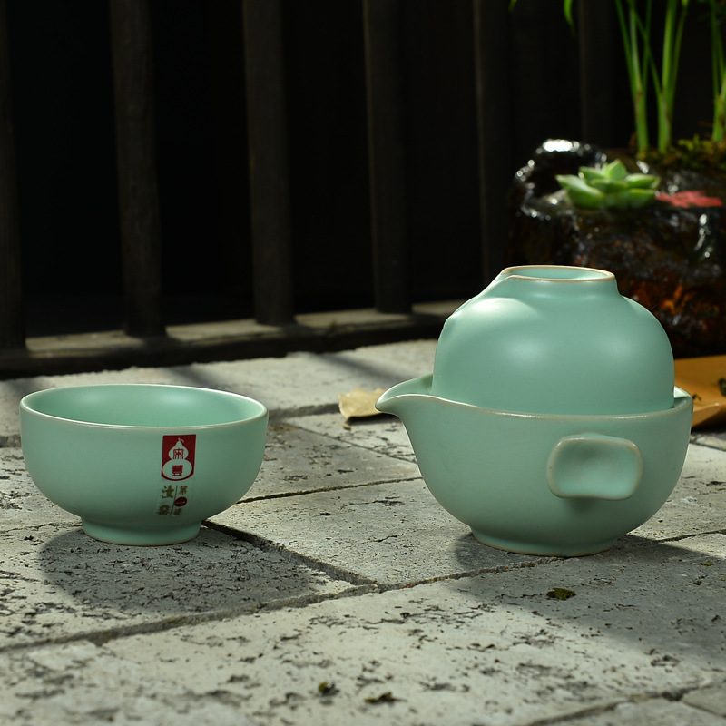 汝窯茶具套裝特價旅行便攜快客杯一壺二杯功夫茶具整套批發加logo批發・進口・工廠・代買・代購