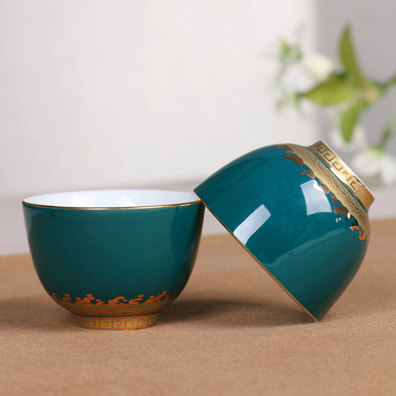鍍金色釉功夫茶杯茶具陶瓷品茗杯普洱品茶杯子白瓷主人單杯小茶碗工廠,批發,進口,代購