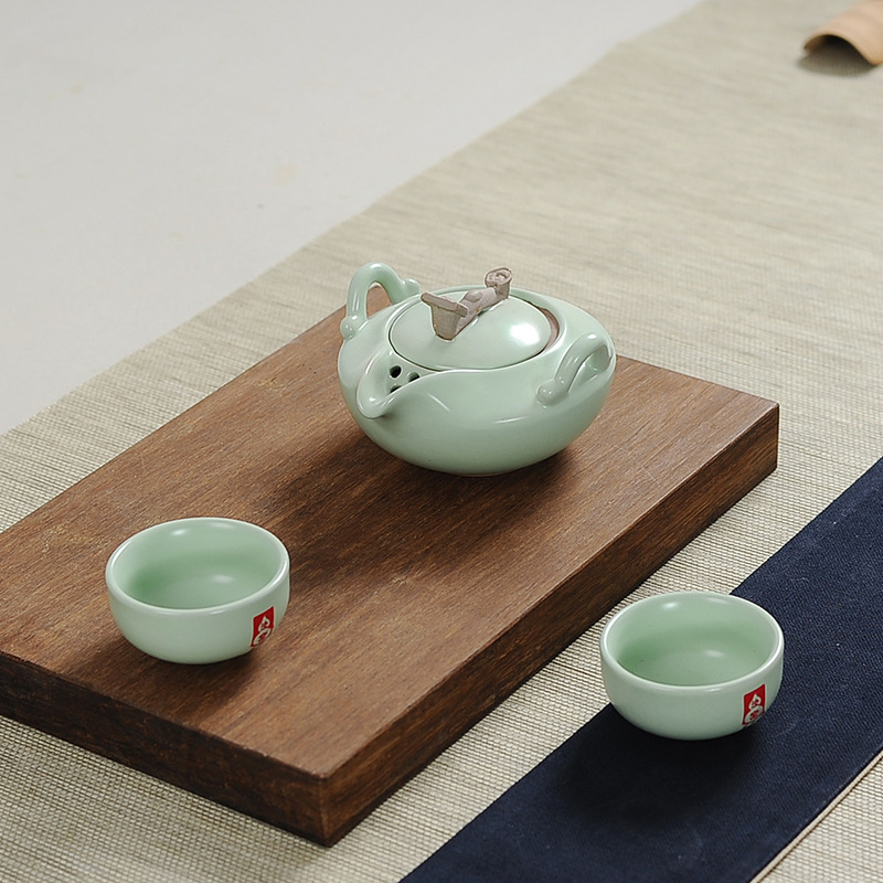 新品高檔一壺二杯旅行茶具套裝快客杯功夫陶瓷活動禮品logo定製工廠,批發,進口,代購