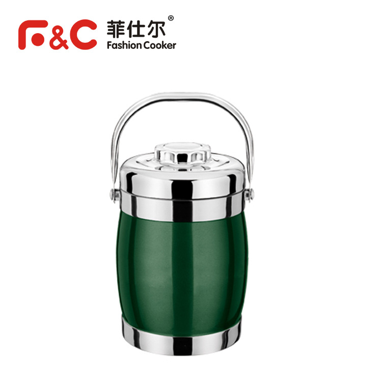 菲仕爾不銹鋼炫彩雙層直/鼓形長效保溫提鍋 無磁噴彩保溫桶提鍋批發・進口・工廠・代買・代購