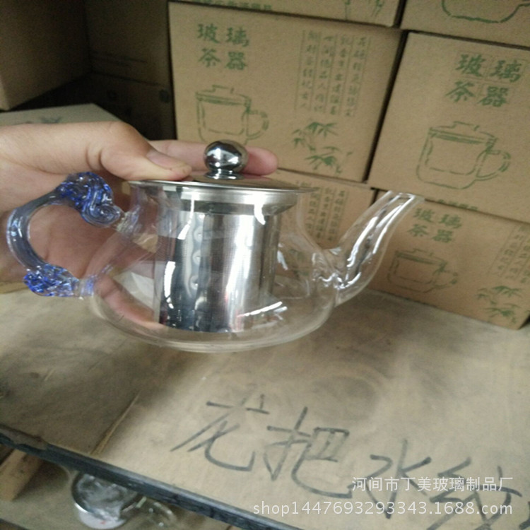 廠傢批發 耐熱玻璃花茶壺 不銹鋼漏泡茶壺 龍把玻璃茶壺茶具工廠,批發,進口,代購