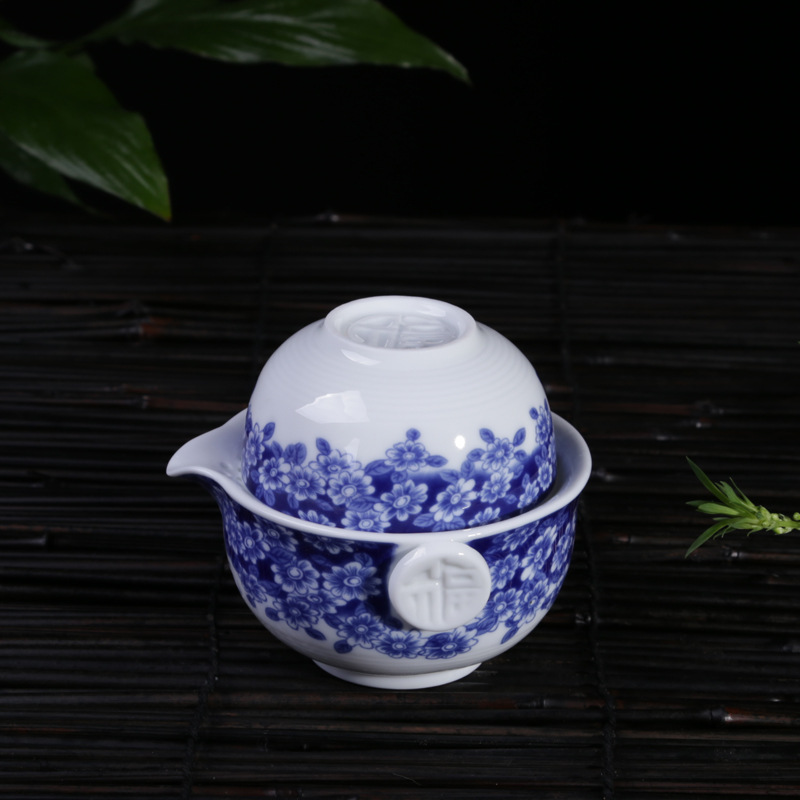 旅行茶具 青花快客杯一壺一杯 創意禮品茶具套裝 個人茶杯品茗杯工廠,批發,進口,代購