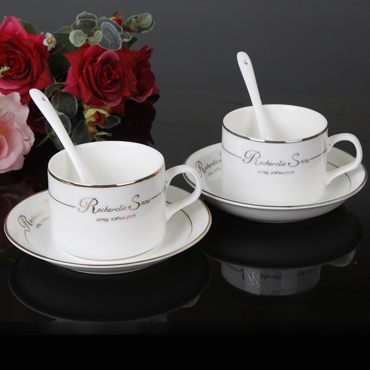 廠傢直銷 歐式陶瓷咖啡杯碟套裝 骨瓷咖啡具3件套 可定製可印Logo批發・進口・工廠・代買・代購
