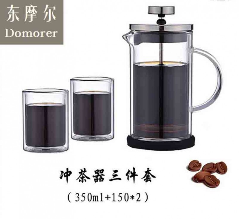 廠傢直銷雙層耐熱玻璃茶壺茶具套裝 歐式法壓壺 日式沖茶器咖啡壺工廠,批發,進口,代購