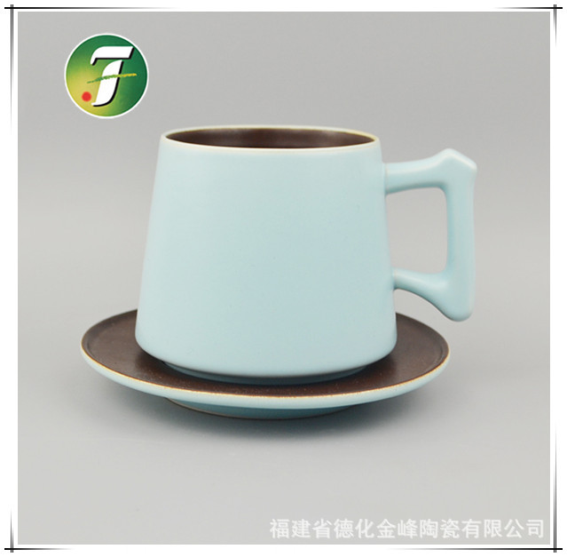 陶瓷咖啡杯碟套 色釉螺旋紋杯碟套 可定製logo定製顏色工廠,批發,進口,代購