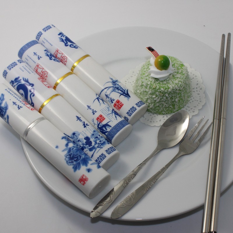 中國風餐具 不銹鋼叉勺筷禮品套裝 27小號筆筒餐具 便攜商務禮品工廠,批發,進口,代購