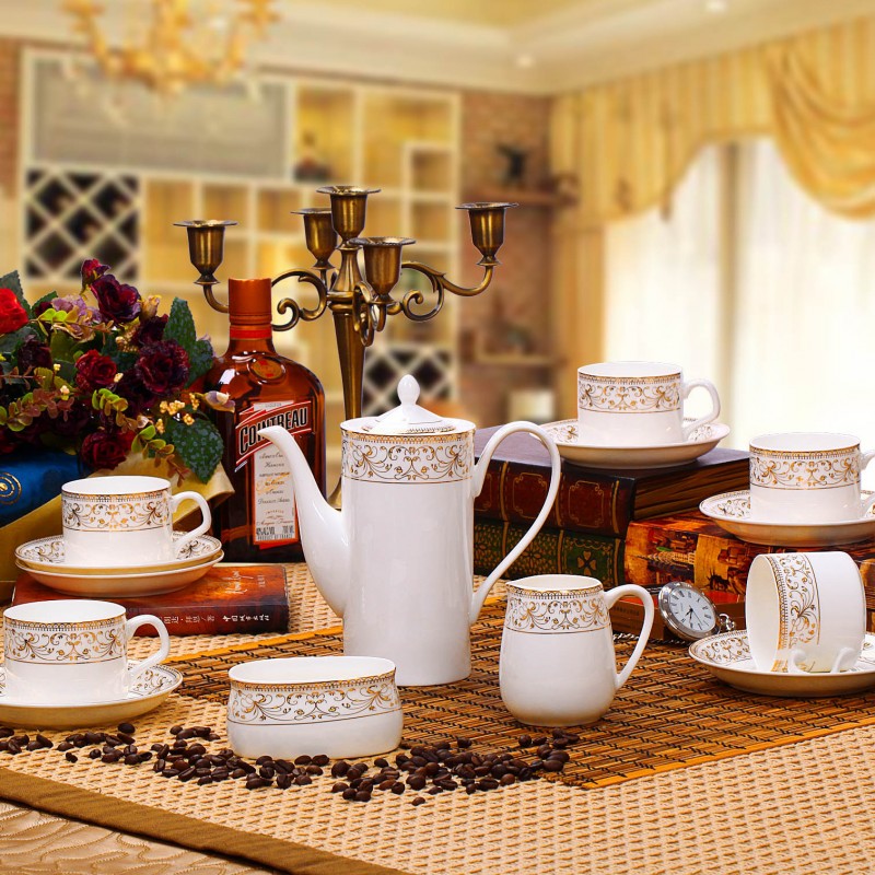 咖啡杯套裝景德鎮陶瓷器咖啡具15頭歐式咖啡杯碟盤套裝加工定製批發・進口・工廠・代買・代購