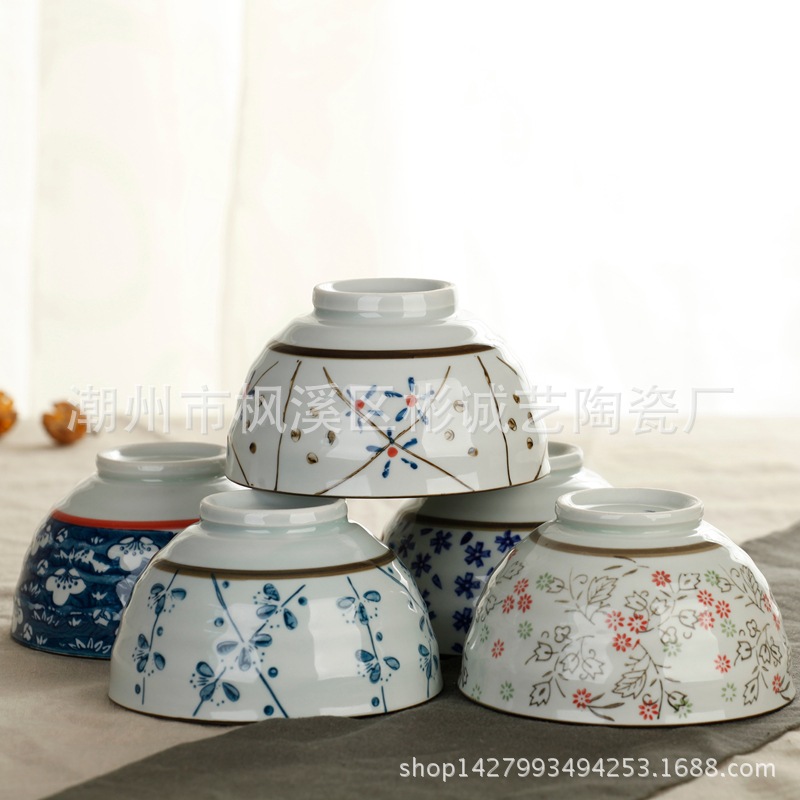 日式和風陶瓷 釉下彩日韓陶瓷餐具米飯碗 手繪小瓷碗湯碗禮品碗工廠,批發,進口,代購