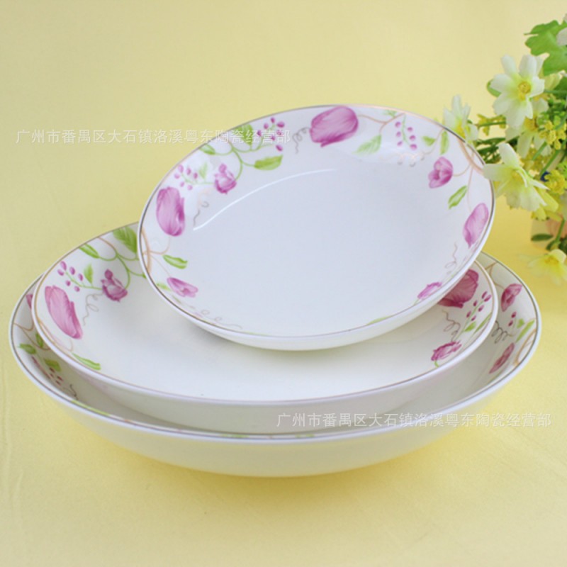 粵東陶瓷盤子陶瓷餐具散件商場超市1303花 盤碟類工廠,批發,進口,代購