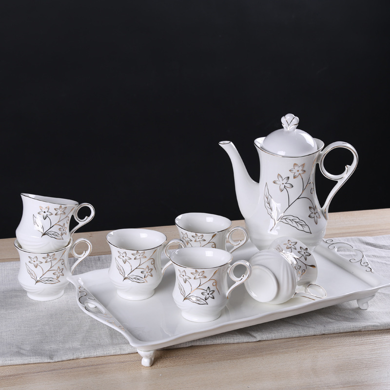 簡約手繪茶具套裝咖啡杯套裝歐式茶杯陶瓷杯碟套裝日用商務禮品工廠,批發,進口,代購