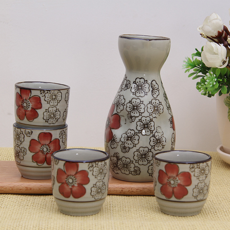 供應陶瓷酒具紅梅燒青花酒具 日韓風格酒具套裝酒具酒杯禮品批發批發・進口・工廠・代買・代購