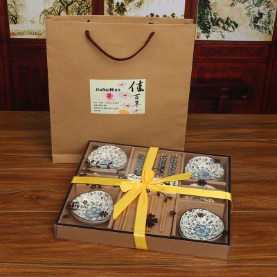 商務饋贈禮品高檔竹筷陶瓷套裝禮盒壽司餐具新款十二件套禮盒批發工廠,批發,進口,代購