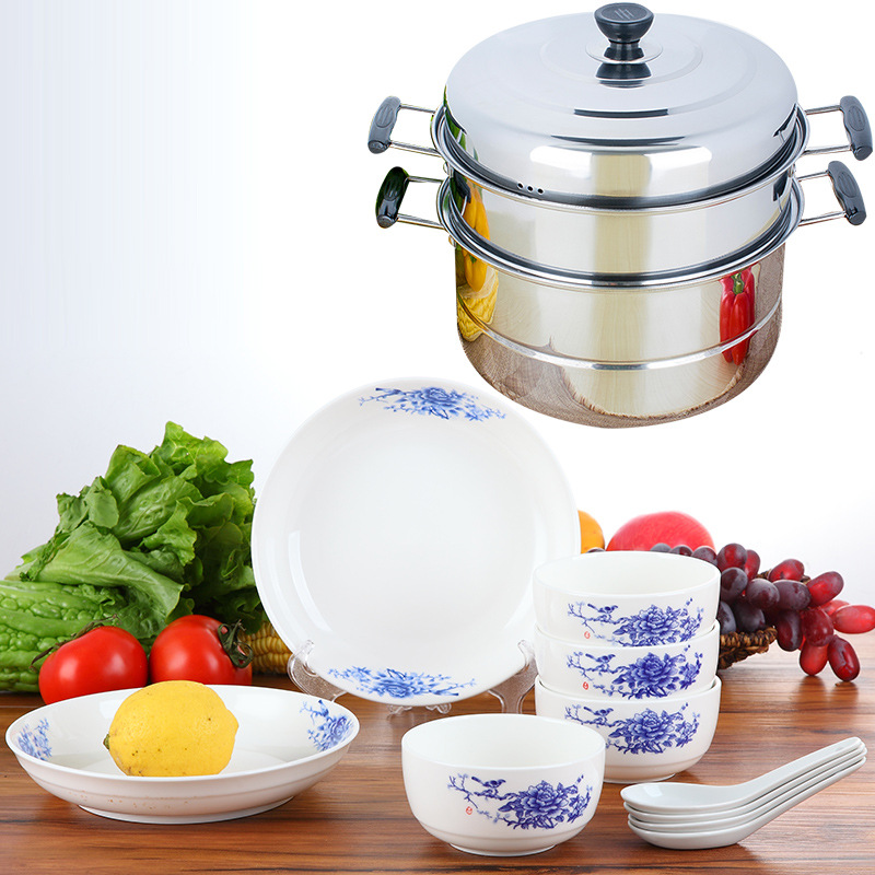 骨瓷餐具套裝日式青花瓷陶瓷器傢用米飯碗湯碗8英寸盤子碟子勺子批發・進口・工廠・代買・代購
