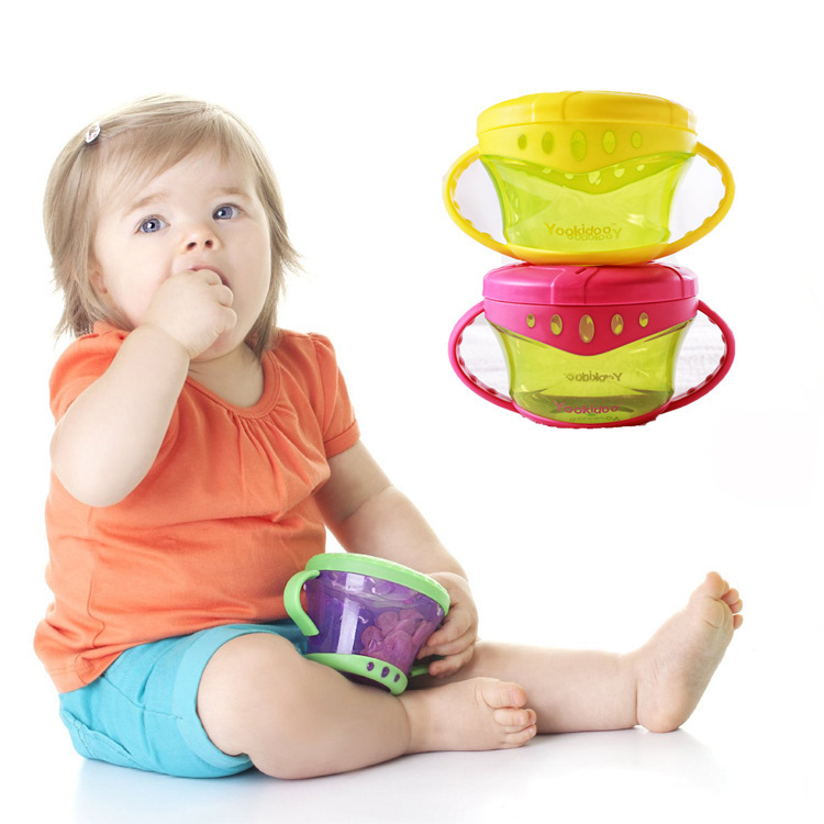 yookidoo兒童寶寶防潑灑零食杯寶寶零食碗雙把手零食盒批發・進口・工廠・代買・代購