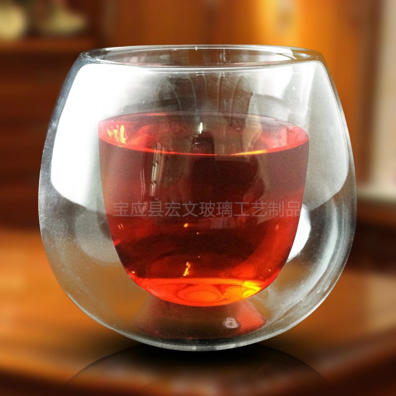 HWSG創意水晶玻璃雙層圓潤杯 150ML防燙傷隔熱茶杯 廠傢批發直銷工廠,批發,進口,代購