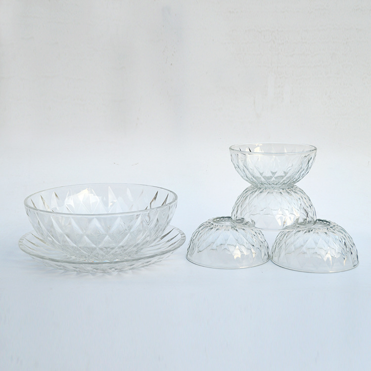 水晶鉆石玻璃碗盤六件套裝沙拉碗甜品碗會銷活動饋贈禮品禮盒批發工廠,批發,進口,代購