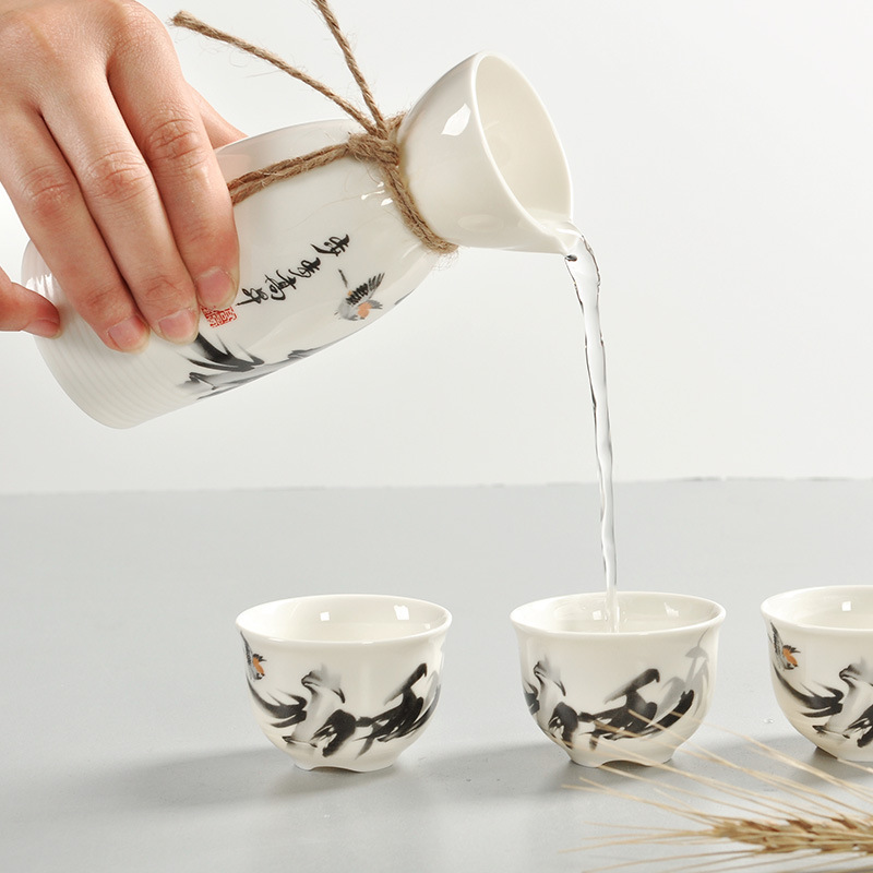 高檔陶瓷酒具5頭套裝酒壺茅臺分酒器白酒杯烈酒杯日式小酒盅批發批發・進口・工廠・代買・代購