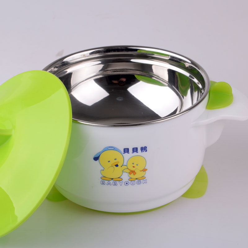 嬰兒碗兒童碗勺子餐具套裝不銹鋼吸盤碗寶寶碗註水保溫碗輔食防摔批發・進口・工廠・代買・代購