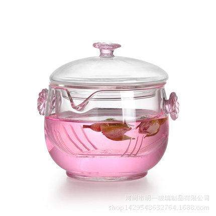 加厚玻璃雙耳茶壺 高硼矽玻璃梅花雙耳茶壺 手工吹製玻璃手抓壺工廠,批發,進口,代購