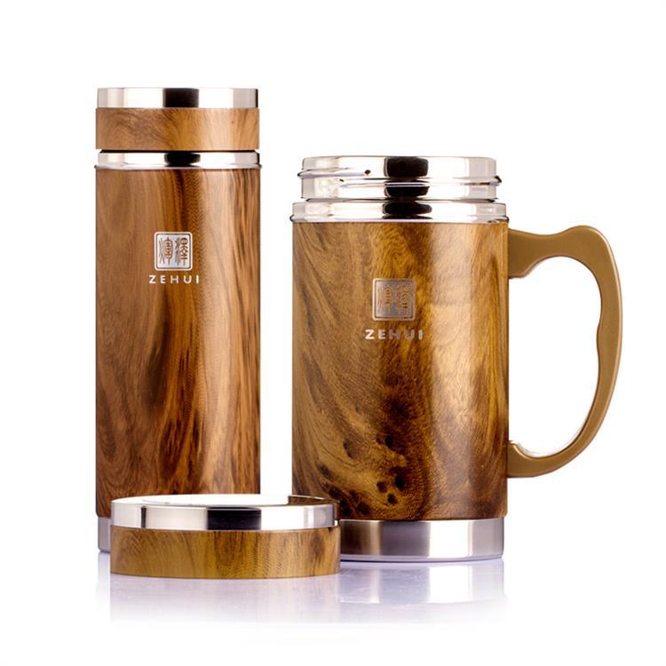 澤輝木紋8號紫砂杯 紫砂內膽保溫杯帶把泡茶杯高檔辦公杯禮品杯子批發・進口・工廠・代買・代購