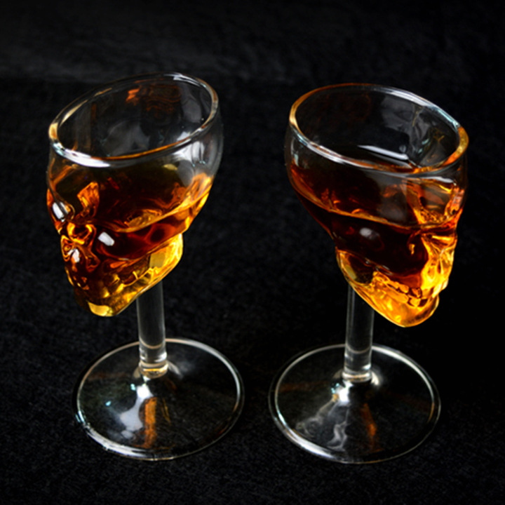骷髏頭玻璃杯 透明的水晶骷髏頭高腳酒杯威士忌飲料杯咖啡杯批發・進口・工廠・代買・代購
