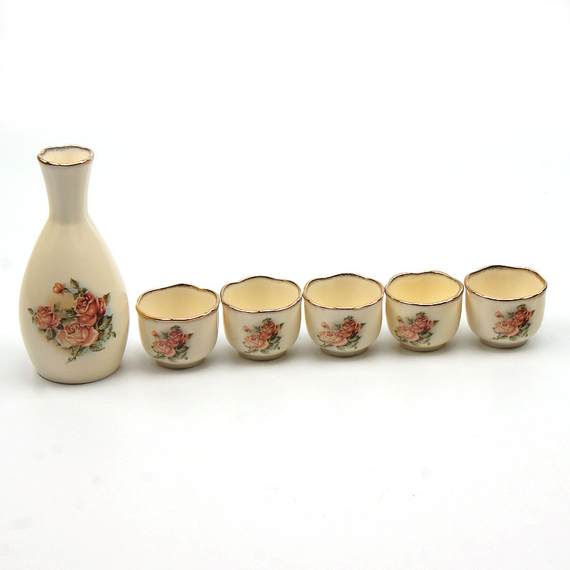 韓國進口queen rose酒杯 6P金玫瑰陶瓷酒壺 酒杯酒壺套裝批發・進口・工廠・代買・代購