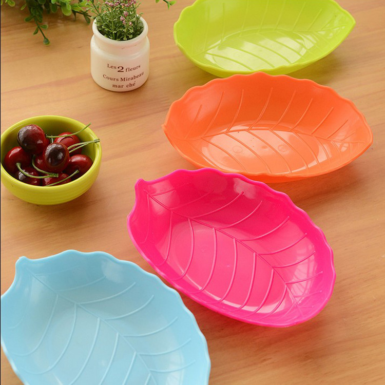 E305彩色樹葉形水果盤 塑料糖果盤瓜子零食盤子 工廠價 J3批發・進口・工廠・代買・代購
