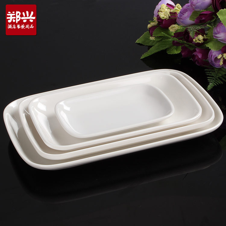 白色密胺仿瓷餐具長方形塑料盤子腸粉碟子美耐皿飯店火鍋菜盤批發工廠,批發,進口,代購