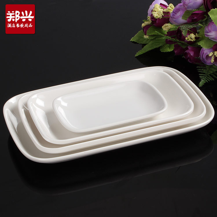 白色密胺仿瓷餐具長方形塑料盤子腸粉碟子美耐皿飯店火鍋菜盤批發批發・進口・工廠・代買・代購
