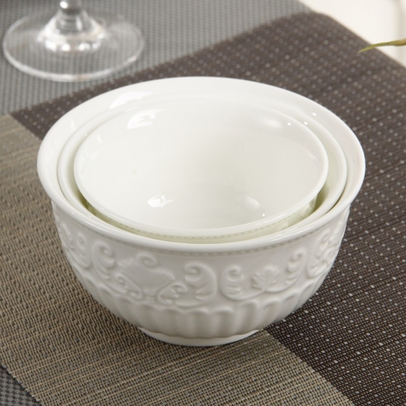 廠傢直銷陶瓷碗 宮廷浮雕葉紋碗 飯碗 湯碗優質供應工廠,批發,進口,代購