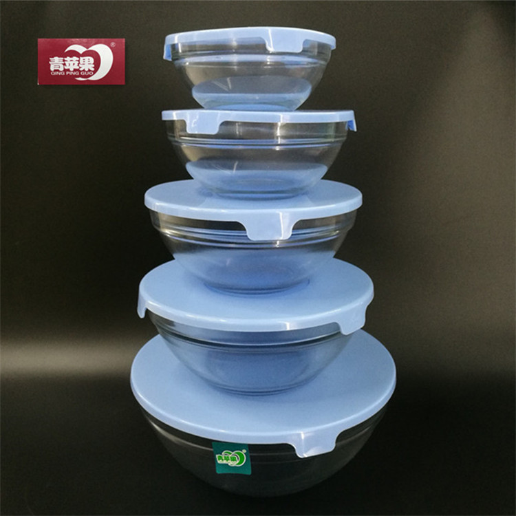 青蘋果玻璃碗五件套| 五件套玻璃碗| 贈品禮品廣告玻璃碗套裝圓形批發・進口・工廠・代買・代購