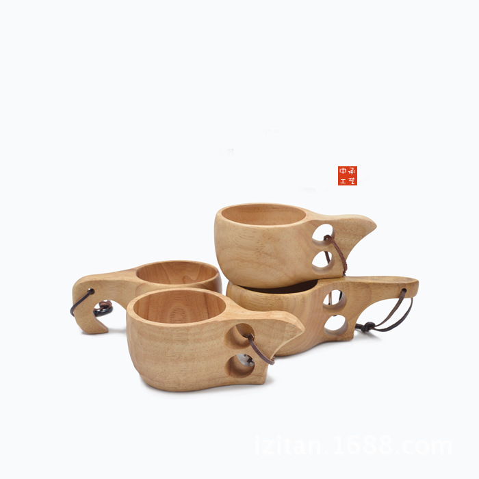 橡膠木雙孔杯子 KUKSA咖啡杯水杯定製批發 創意木杯杯子廠傢直銷批發・進口・工廠・代買・代購