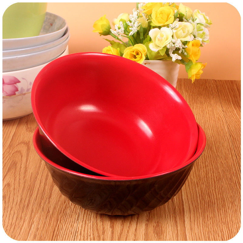 加厚仿瓷日式塑料碗湯碗快餐碗麵條碗米線碗密胺紅黑雙色碗工廠,批發,進口,代購