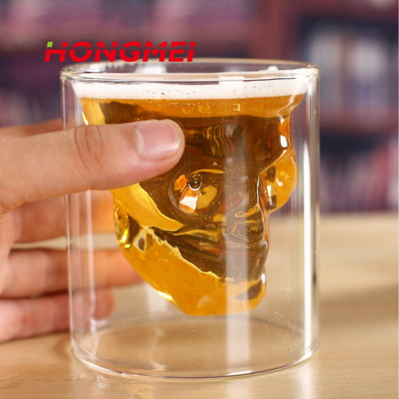 禁錮海盜骷髏頭杯子 創意耐熱雙層玻璃杯 骷髏杯 透明玻璃杯工廠,批發,進口,代購